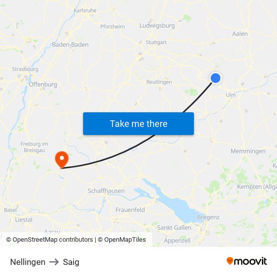 Nellingen to Saig map