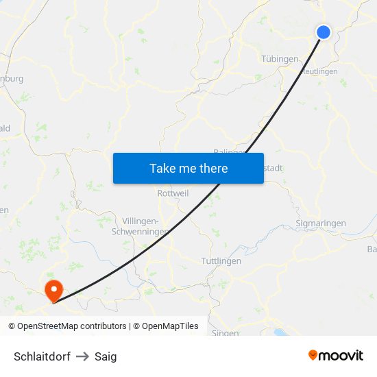 Schlaitdorf to Saig map