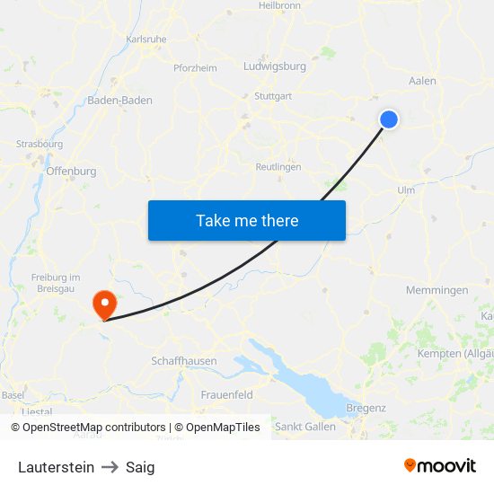 Lauterstein to Saig map