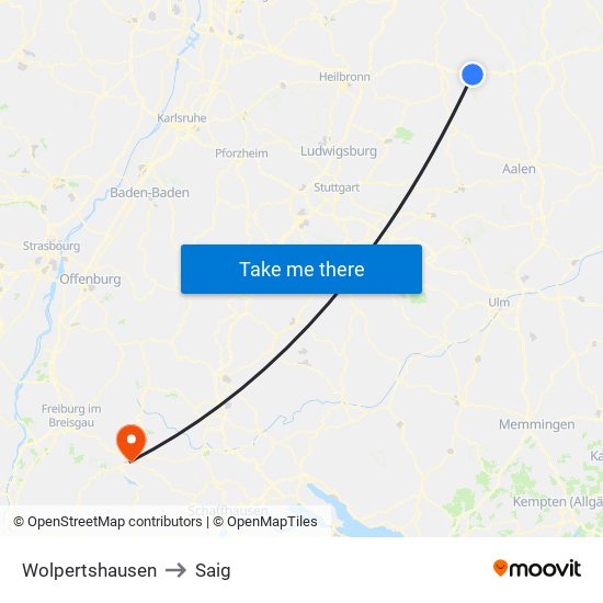 Wolpertshausen to Saig map