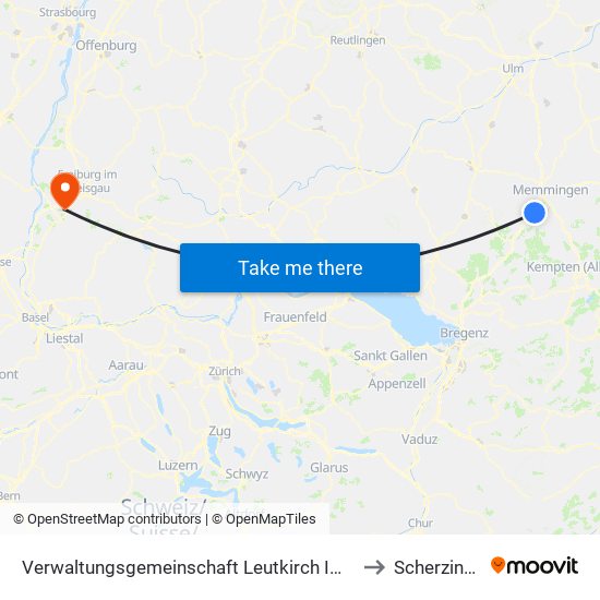 Verwaltungsgemeinschaft Leutkirch Im Allgäu to Scherzingen map