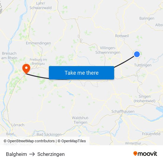 Balgheim to Scherzingen map