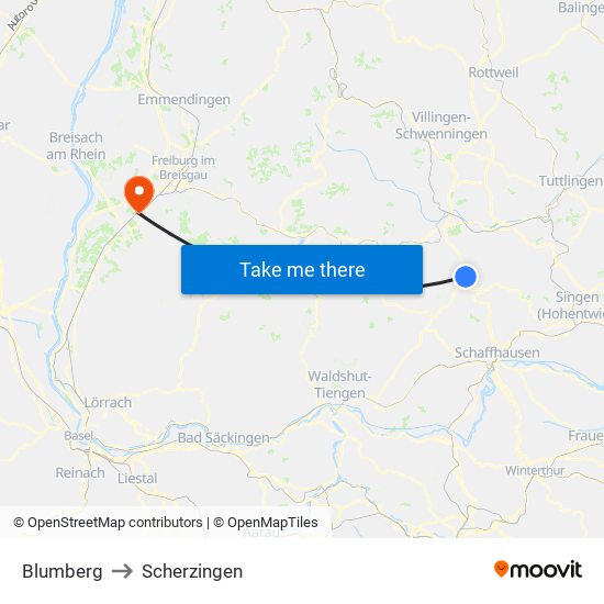 Blumberg to Scherzingen map