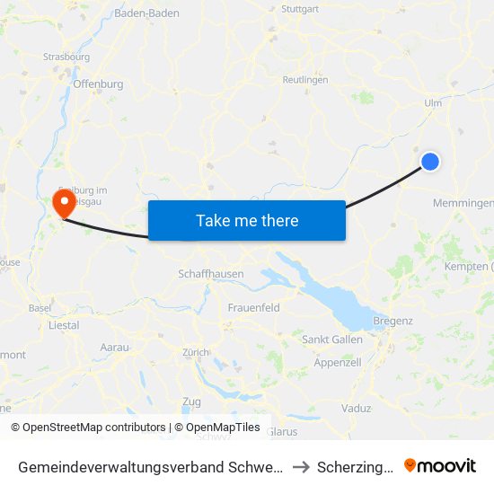 Gemeindeverwaltungsverband Schwendi to Scherzingen map