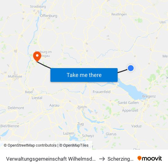 Verwaltungsgemeinschaft Wilhelmsdorf to Scherzingen map