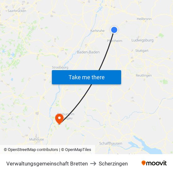 Verwaltungsgemeinschaft Bretten to Scherzingen map