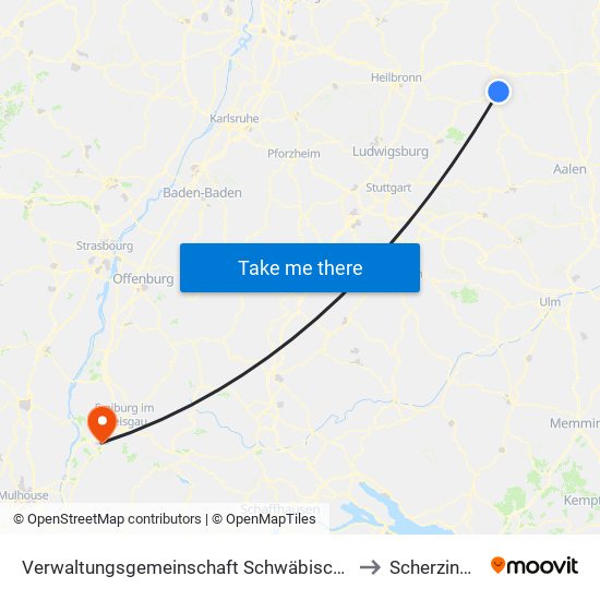 Verwaltungsgemeinschaft Schwäbisch Hall to Scherzingen map