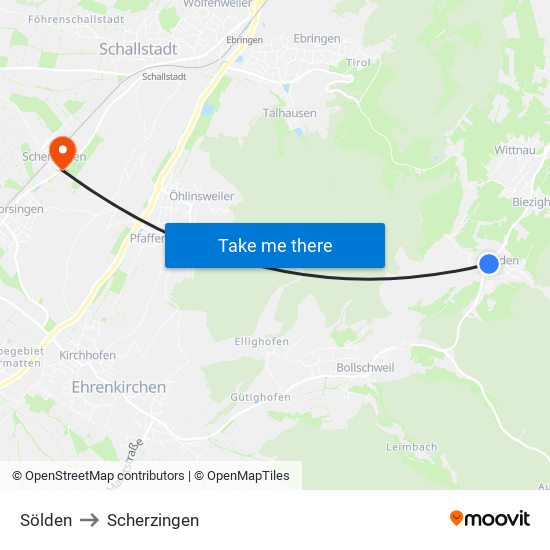 Sölden to Scherzingen map