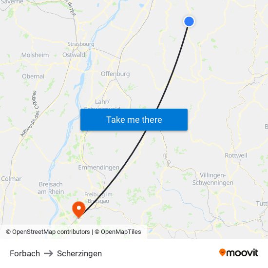 Forbach to Scherzingen map
