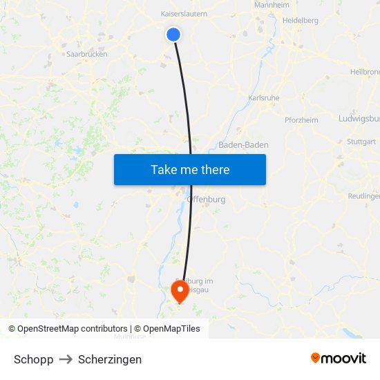 Schopp to Scherzingen map