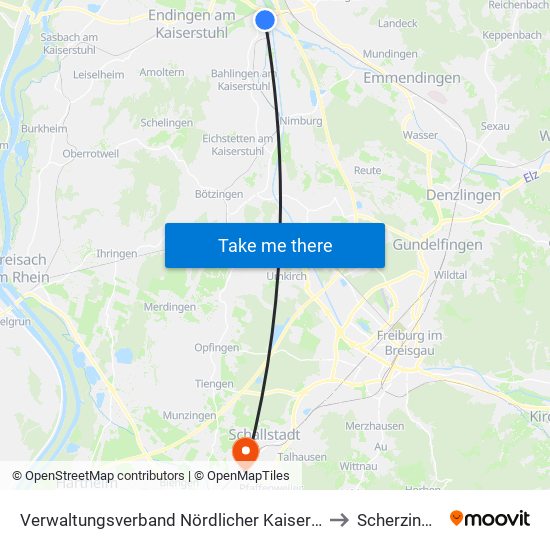 Verwaltungsverband Nördlicher Kaiserstuhl to Scherzingen map