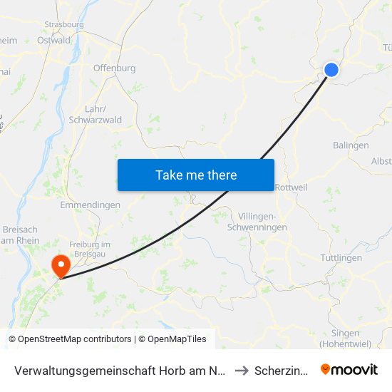 Verwaltungsgemeinschaft Horb am Neckar to Scherzingen map