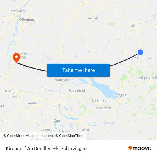 Kirchdorf An Der Iller to Scherzingen map