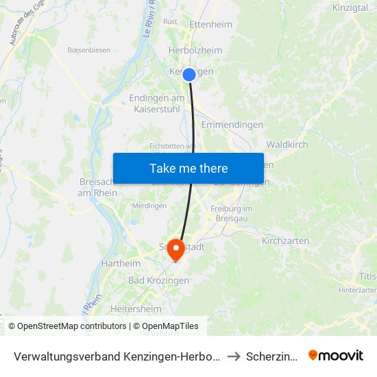 Verwaltungsverband Kenzingen-Herbolzheim to Scherzingen map