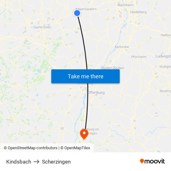 Kindsbach to Scherzingen map