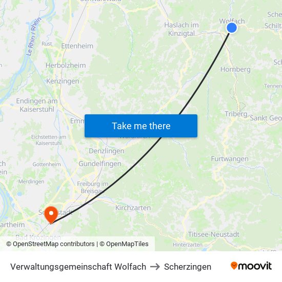 Verwaltungsgemeinschaft Wolfach to Scherzingen map