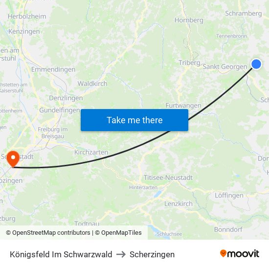 Königsfeld Im Schwarzwald to Scherzingen map