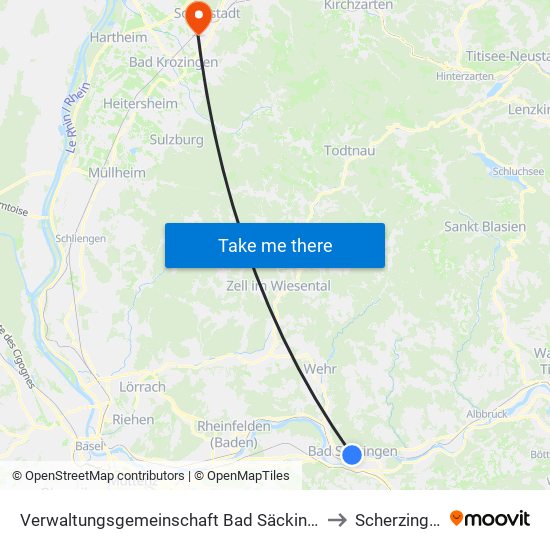 Verwaltungsgemeinschaft Bad Säckingen to Scherzingen map