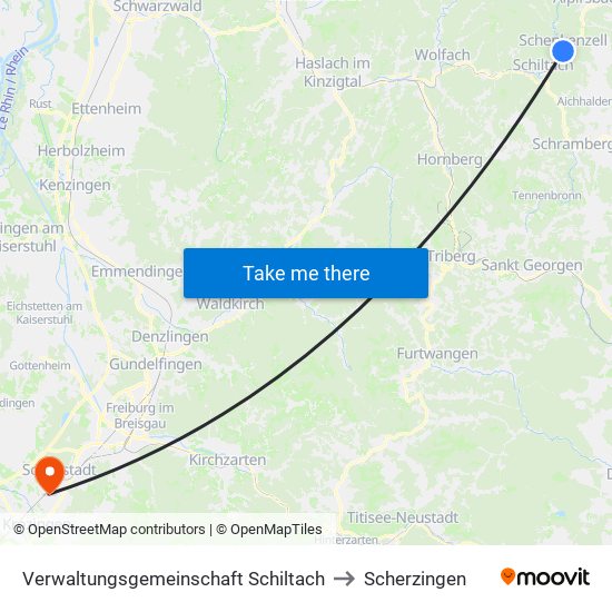 Verwaltungsgemeinschaft Schiltach to Scherzingen map