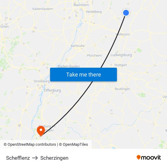 Schefflenz to Scherzingen map