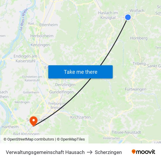 Verwaltungsgemeinschaft Hausach to Scherzingen map