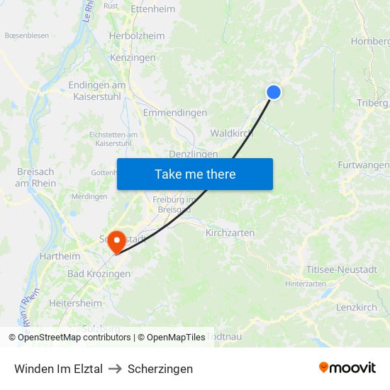 Winden Im Elztal to Scherzingen map