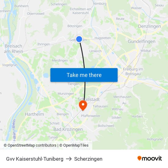 Gvv Kaiserstuhl-Tuniberg to Scherzingen map