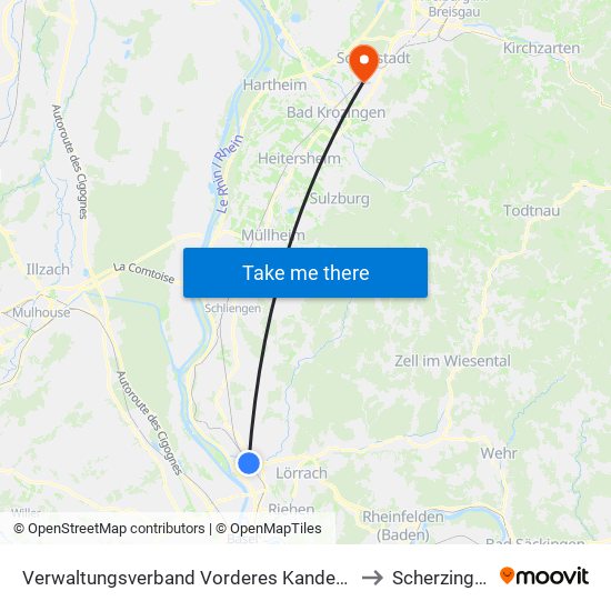 Verwaltungsverband Vorderes Kandertal to Scherzingen map