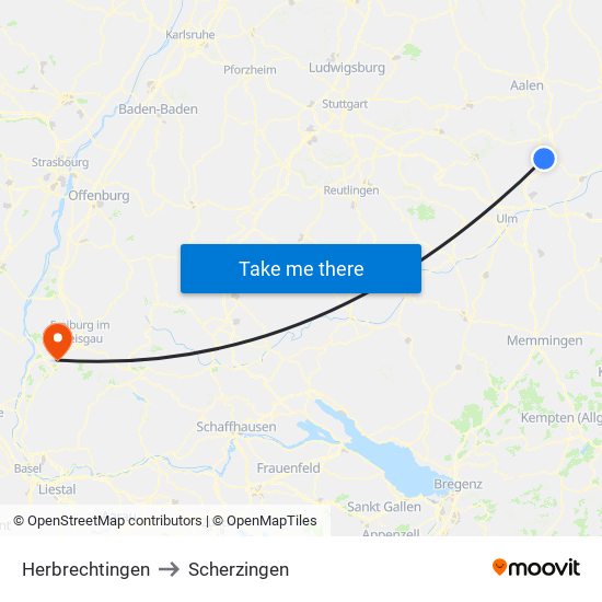 Herbrechtingen to Scherzingen map