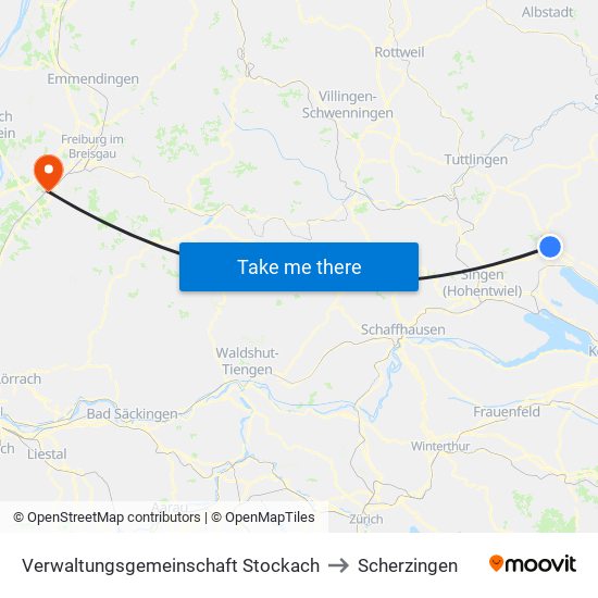 Verwaltungsgemeinschaft Stockach to Scherzingen map