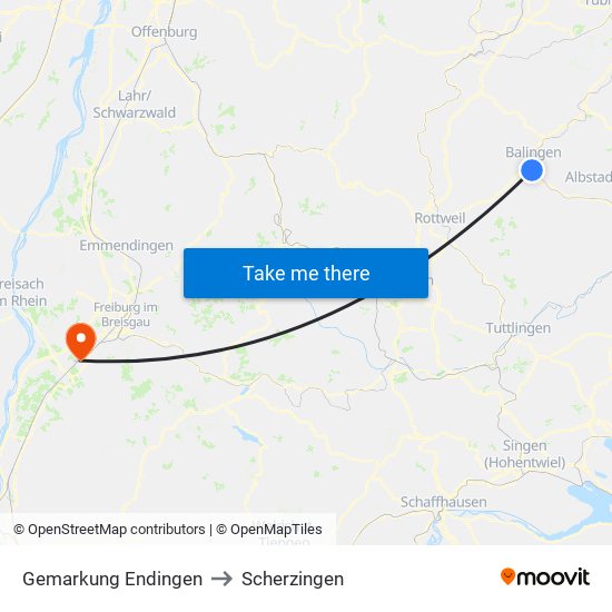 Gemarkung Endingen to Scherzingen map