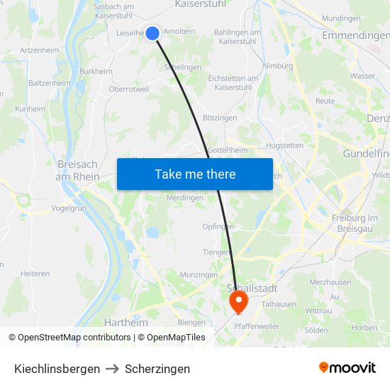 Kiechlinsbergen to Scherzingen map