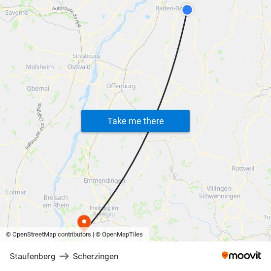 Staufenberg to Scherzingen map