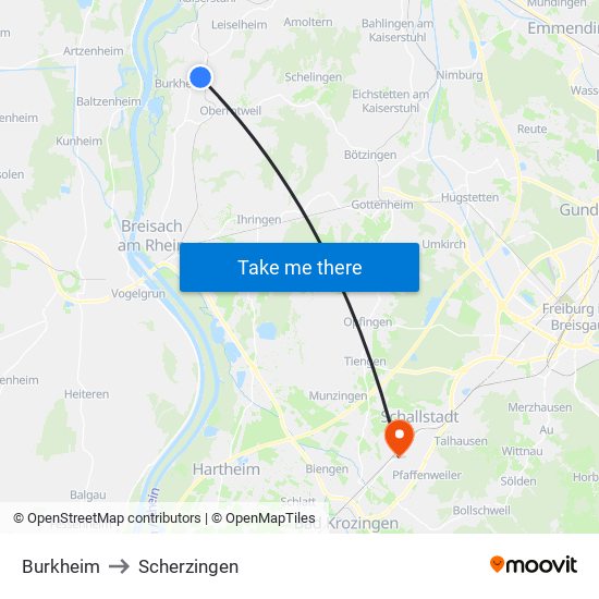 Burkheim to Scherzingen map
