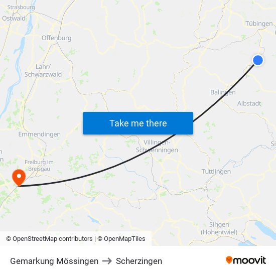 Gemarkung Mössingen to Scherzingen map