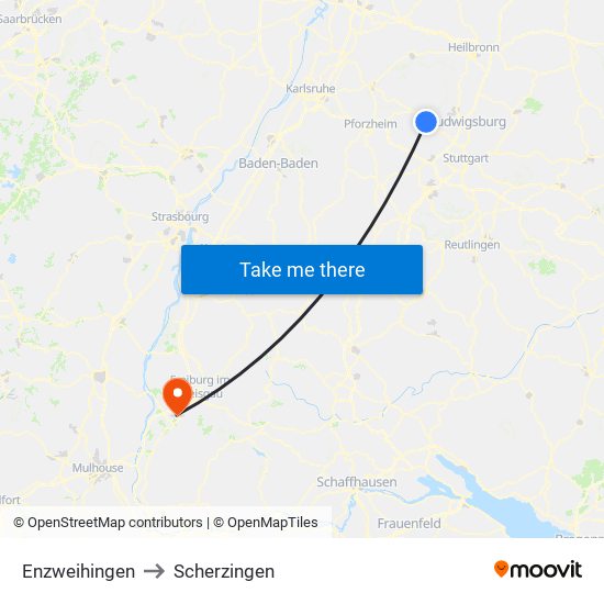 Enzweihingen to Scherzingen map