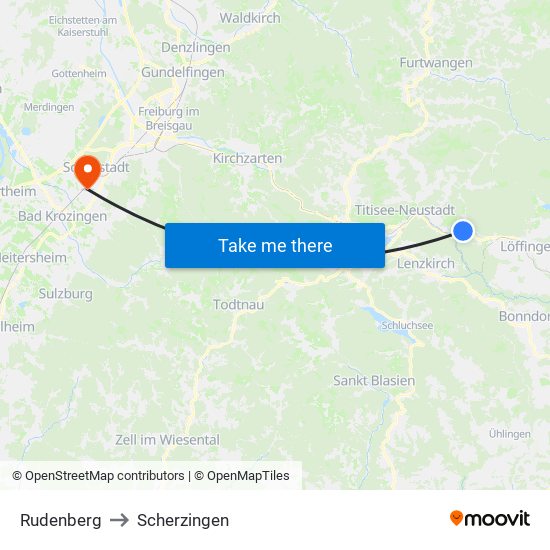 Rudenberg to Scherzingen map