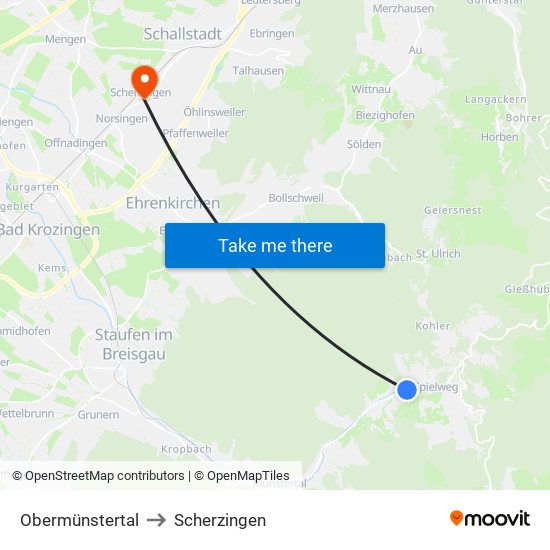 Obermünstertal to Scherzingen map