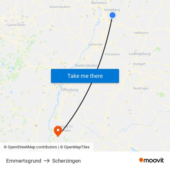 Emmertsgrund to Scherzingen map