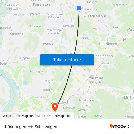 Köndringen to Scherzingen map