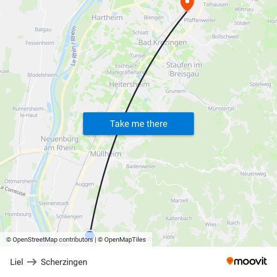 Liel to Scherzingen map