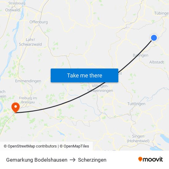 Gemarkung Bodelshausen to Scherzingen map