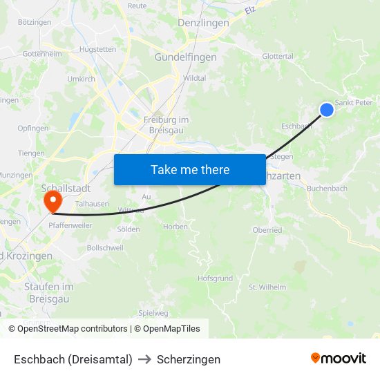 Eschbach (Dreisamtal) to Scherzingen map