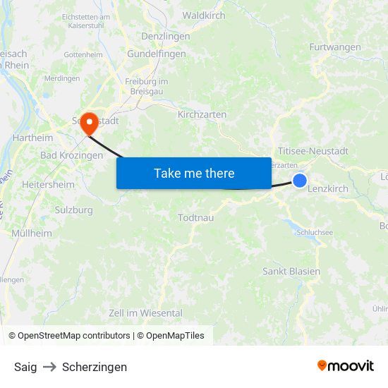 Saig to Scherzingen map
