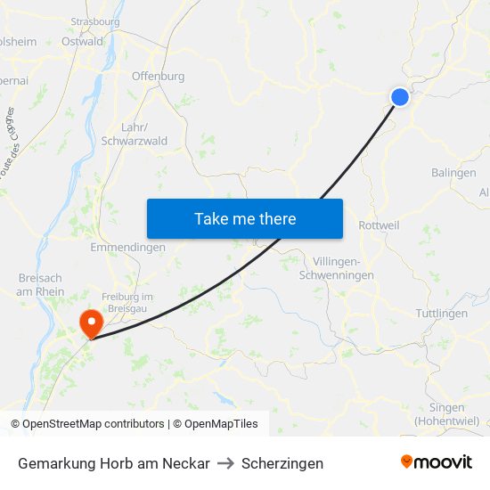 Gemarkung Horb am Neckar to Scherzingen map