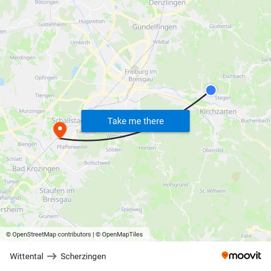Wittental to Scherzingen map