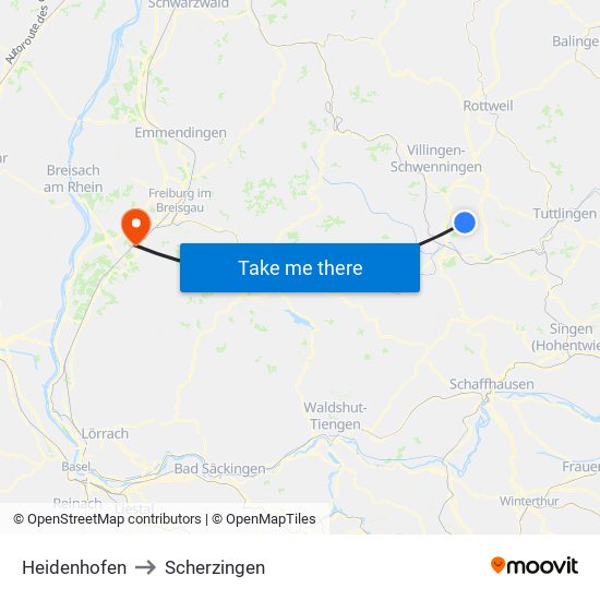 Heidenhofen to Scherzingen map