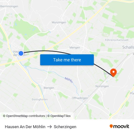 Hausen An Der Möhlin to Scherzingen map