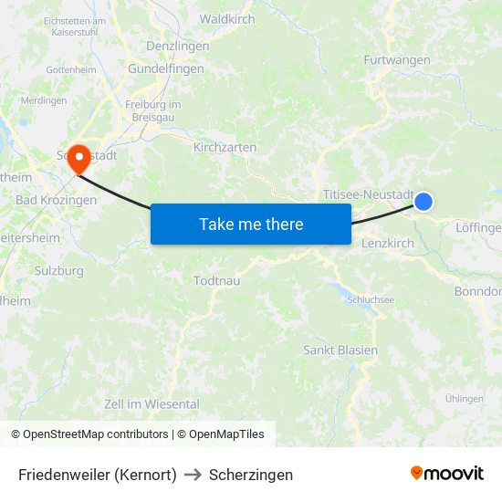 Friedenweiler (Kernort) to Scherzingen map