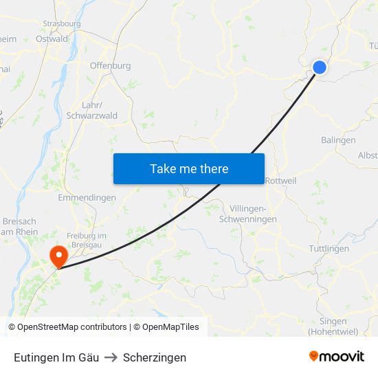 Eutingen Im Gäu to Scherzingen map